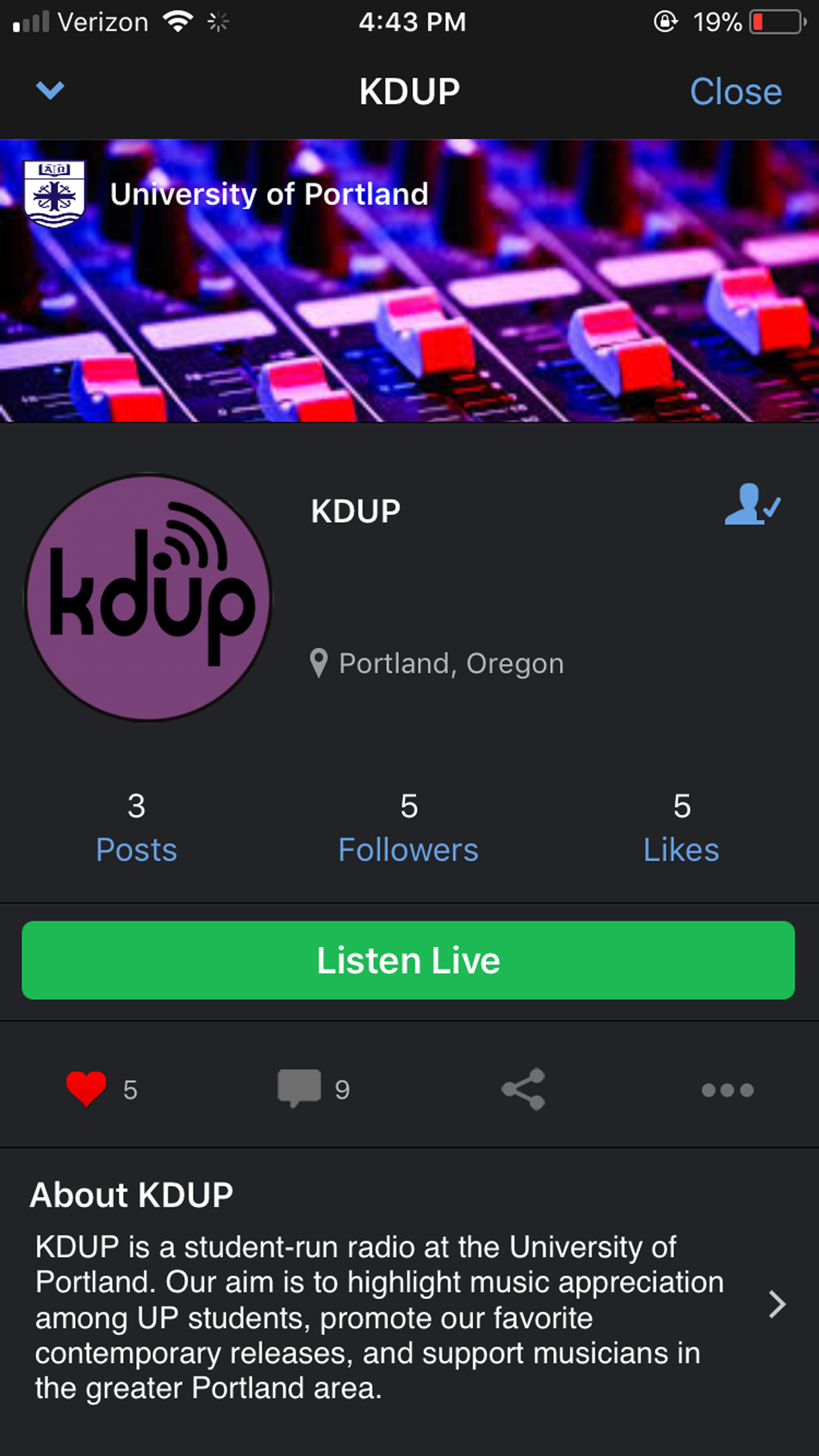 AudioDorm Station Screen